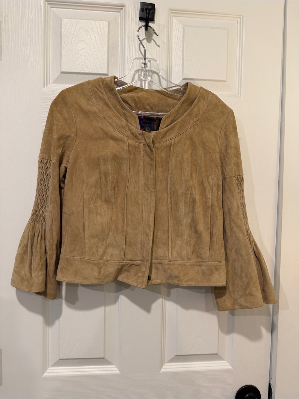 Diane Von Furstenberg Tan Suede Bell Sleeve Jacket